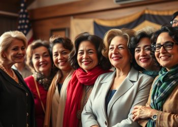 A diverse group of famous Hispanic women celebrating their contributions to American history.