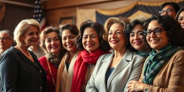 A diverse group of famous Hispanic women celebrating their contributions to American history.