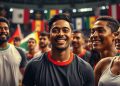 Celebration of famous Hispanic athletes, representing cultural diversity and unity in sports