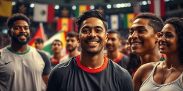 Celebration of famous Hispanic athletes, representing cultural diversity and unity in sports
