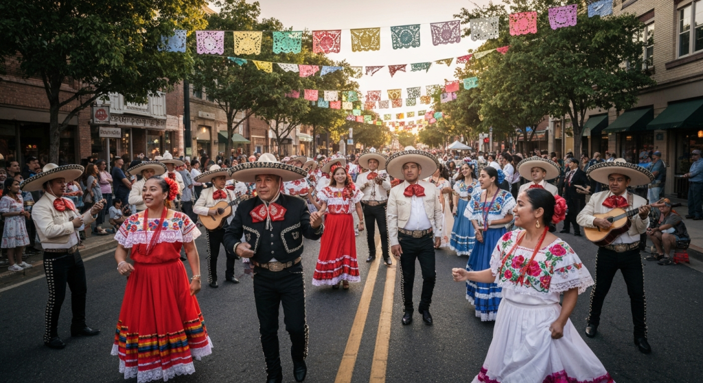A vivid celebration of Hispanic Heritage Month 2026 showcasing diverse cultural elements