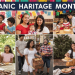 A vibrant celebration of Hispanic Heritage Month showcasing diverse families and cultural activities in the United States